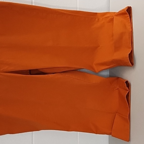 Venizia 18 Wide Cuff Stretch Cropped Trousers Smooth Back Front Pockets Orange - Picture 11 of 12